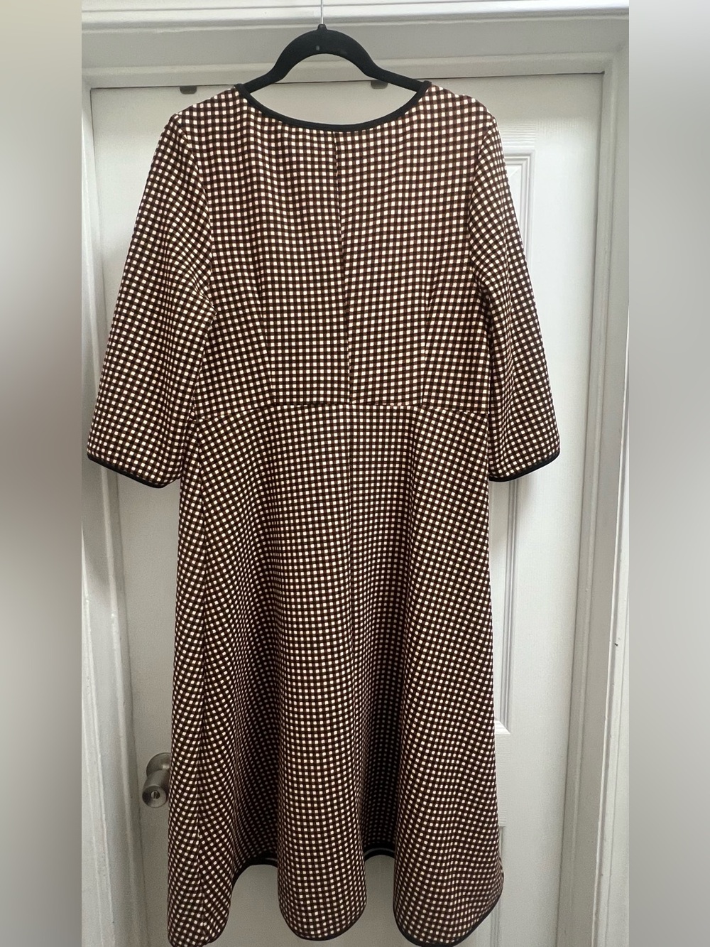 Brown and White Gingham A-Line Dress - Picture 3 of 4